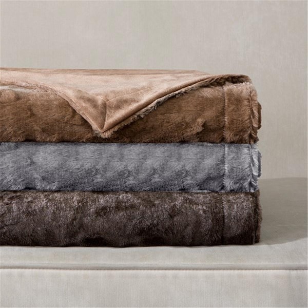 Madison Park Zuri Oversized Faux Fur Throw, Tan 60 x 70 in. MP501911
